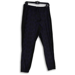 Womens Purple Black Geometric Elastic Waist Pull-On Jogger Pants Size 6