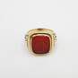 Tiffany & Co 1930 Solid 14K Gold Letter ( M ) Red Glass Size 6.5 Ring W/COA 12.3g image number 2