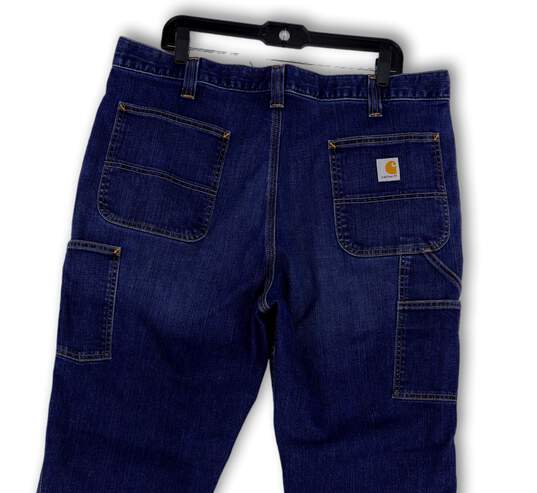 Mens Blue Denim Relaxed Fit Dark Wash Pockets Straight Leg Jeans Size 40x32 image number 4
