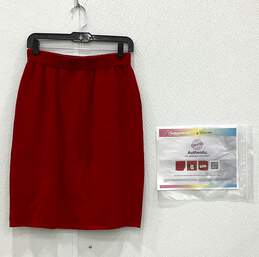St. John Women's Red Knit Pencil Skirt