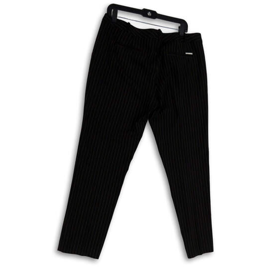 Womens Black White Pinstripe Straight Leg Casual Dress Pants Size 14 image number 2