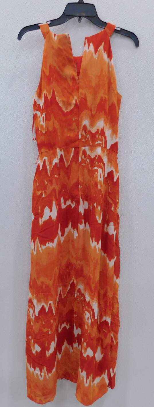 Women's White House Black Market Orange Tie Dye Dress Size 8 image number 2