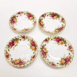 Vintage Bundle Lot of 4 Royal Albert Old Country Roses 1962 Bone China Saucer 5 1/2 inches