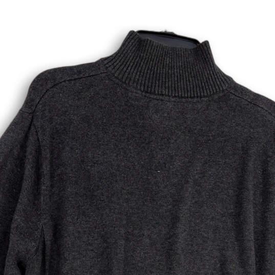 Mens Gray Heather Mock Neck 1/4 Zip Long Sleeve Pullover Sweater Size XL image number 4