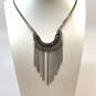 Designer Lucky Brand Silver-Tone Double Chain Fringe  Pendant Necklace image number 1