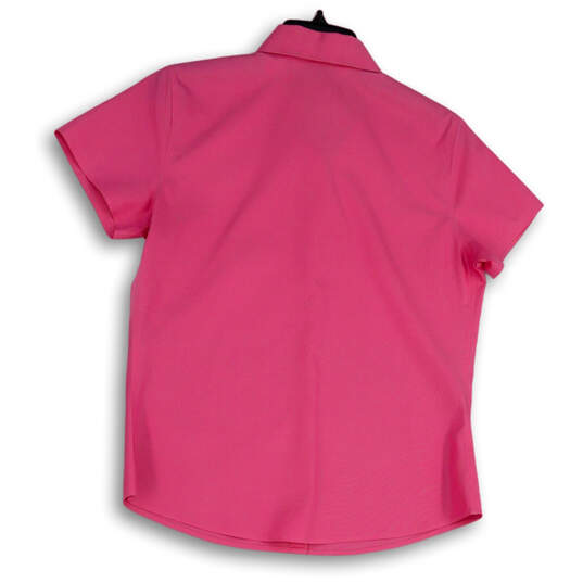 Womens Pink Short Sleeve Spread Collar Button-Up Shirt Size Small image number 2