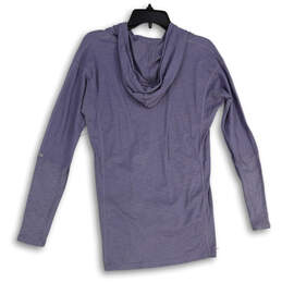 Womens Lavender Space Dye Long Sleeve Hooded Pullover T-Shirt Size Small alternative image