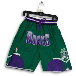 Just Don Mens Green Purple Milwaukee Bucks NBA Basketball Shorts Size Large