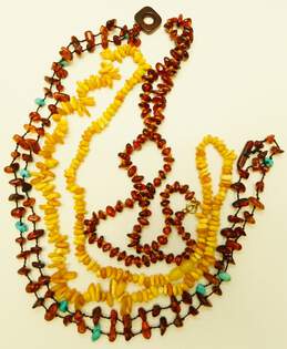 Vintage Amber & Turquoise Nugget Necklaces 56.6g alternative image