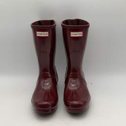 Womens Original Red Rubber Back Adjustable Rumbling Mid-Calf Rain Boots Size 8
