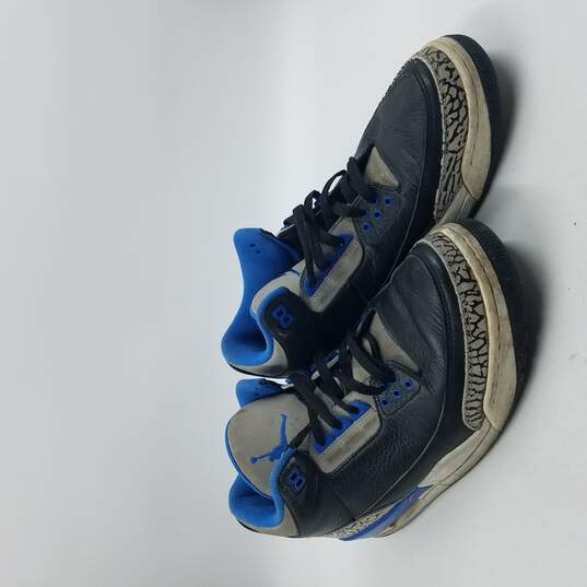 Air Jordan 3 Retro 'Sport Blue' Sneakers Men's Sz 10.5 Blk/Blue image number 3