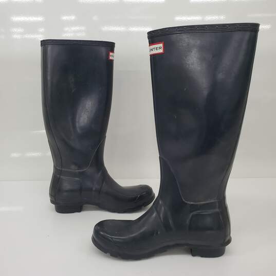 Hunter Original Gloss Tall Rain Boot Black Women's US Size 7 image number 2