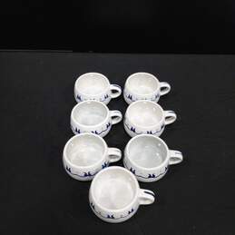 7pc Set of Poppytrails Provincial Blue Ceramic Mugs