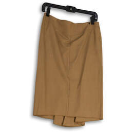NWT Womens Brown Pleated Back Zip Knee Length Straight & Pencil Skirt Sz 4
