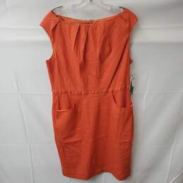 Women's Adriana Papell Size 16 Orange Sleeveless Linen Blend Midi Dress