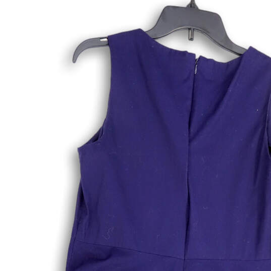 Womens Blue Round Neck Back Zip Sleeveless Classic A-Line Dress Size 8 image number 4