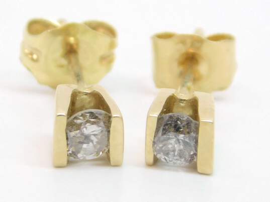 14K Yellow Gold Diamond Stud Earrings 0.6g image number 3