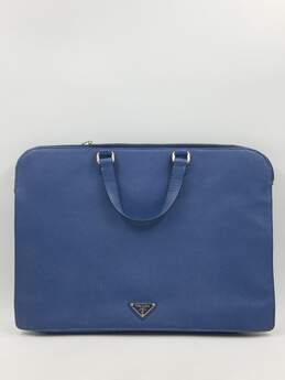 Authentic Prada Blue Saffiano Briefcase