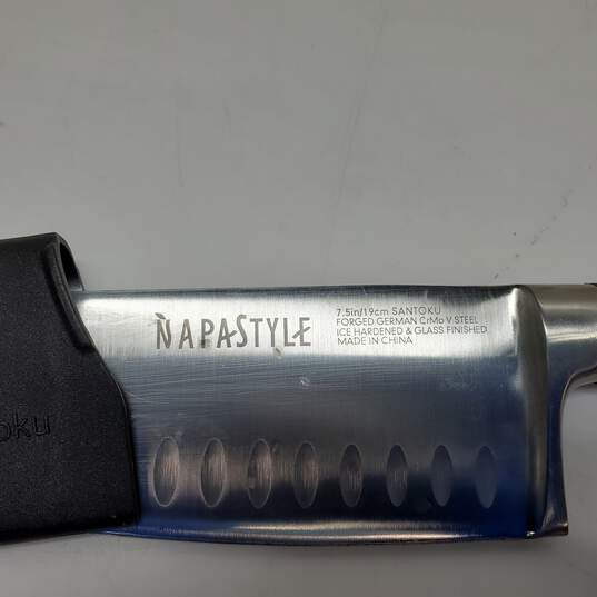 Napastyle 7.5in/19cm Santoku Knife w/ Scabbard Forged German CrMo V Steel image number 2