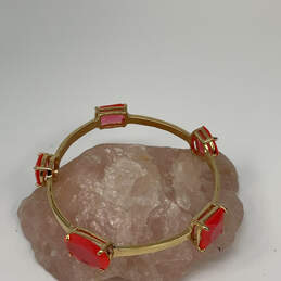 Designer Kate Spade Gold-Tone Orange Crystal Cut Stone Bangle Bracelet