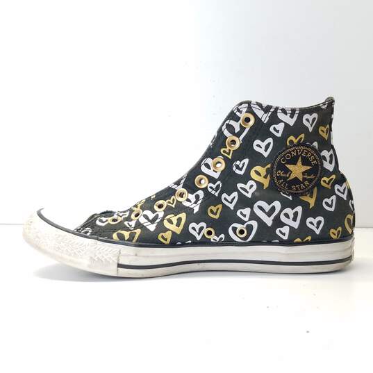 Converse All Star Heart Sneakers Black/White/Gold Women US 10 image number 2