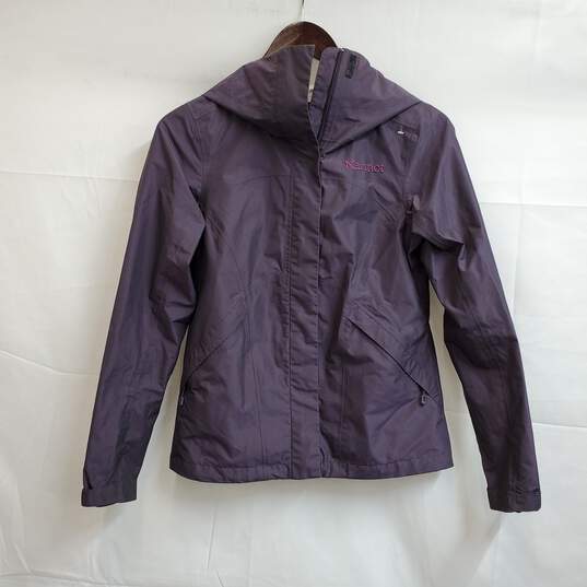 Marmot Rain Jacket Womens Small Purple Waterproof Outdoor Coat Zip Pockets Sz XS image number 1