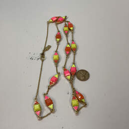 Designer Kate Spade Gold-Tone Link Chain Multicolor Stone Chain Necklace