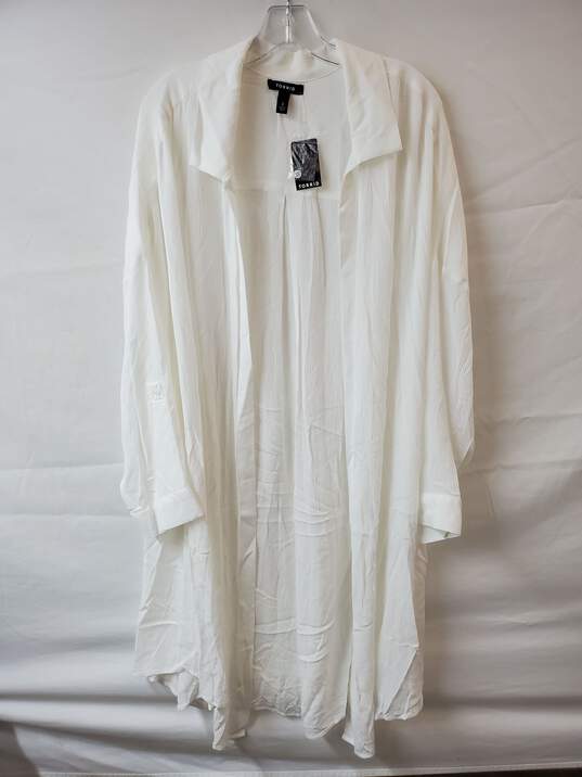 Torrid White Crinkle Gauze Shirt Kimono Size 3 image number 1