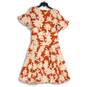 Maeve Womens Ivory Orange Floral V-Neck Short Sleeve Fit & Flare Dress Size XL image number 2