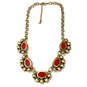 Designer Stella & Dot Gold-Tone Link Chain Red Stone Statement Necklace image number 3