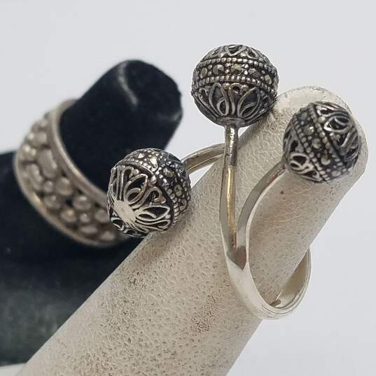 Sterling Silver Marcasite 4 Orb Wrap Ring & 10mm Band Sz 4.5-7.5 Ring BD. 13.5g image number 4