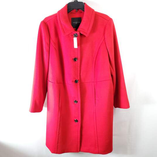 Talbots Women Red Wool Coat Sz 14W NWT image number 4