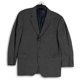 Mens Gray Long Sleeve Pockets Notch Collar Three Button Blazer Size 18