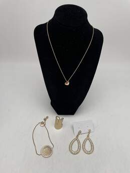 Set Of 4 Pcs Womens Gold Necklace Bracelet Earrings Set 29g NOR76WKZR-A
