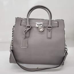 Michael Kors Hamilton Gray Saffiano Leather Large Shoulder Tote Bag
