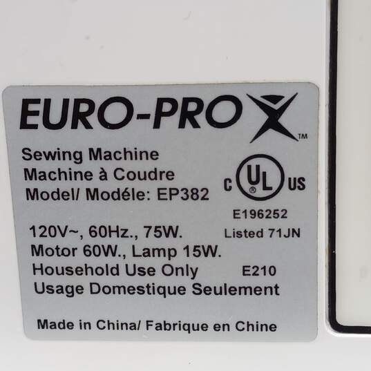 Euro-Pro White Sewing Machine In Case Model EP382 image number 4