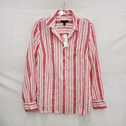 NWT J. Crew WM's Red & White Peppermint Long Sleeve Shirt Size 4