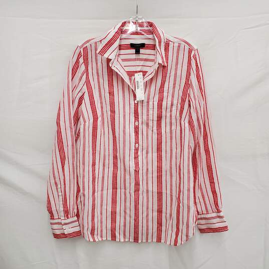 NWT J. Crew WM's Red & White Peppermint Long Sleeve Shirt Size 4 image number 1