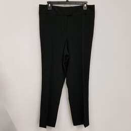 Womens Black Flat Front Straight Leg Formal Dress Pants Size 32