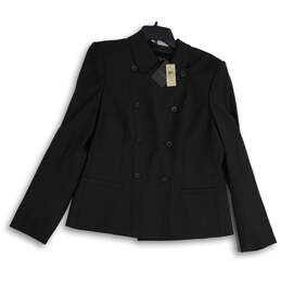 NWT Ann Taylor Womens Black Long Sleeve Double Breasted Jacket Size 12