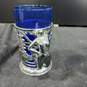 Pair of Japanese Cobalt Blue Glass With Silver Tone Tankard Goblets image number 7