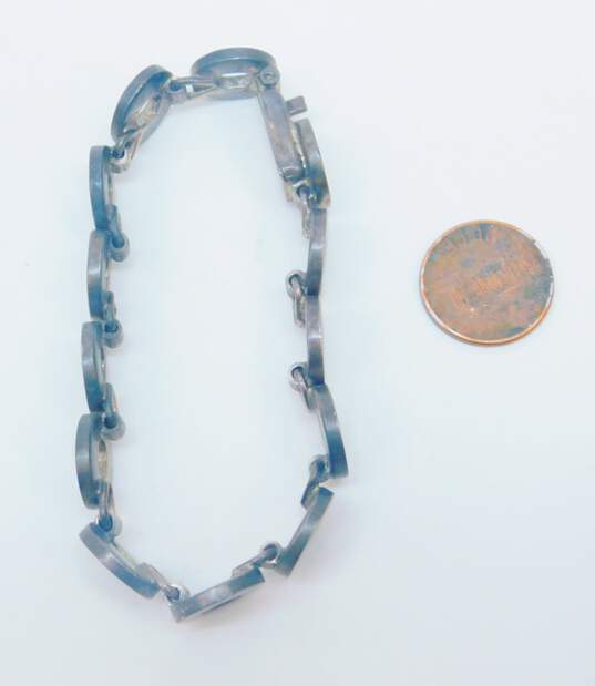 Artisan 925 Sterling Silver Circle Panel Bracelet 39.6g image number 5