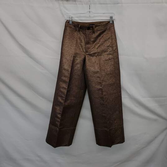 Madewell Brown Shimmer High Rise Wide Leg Pant WM Size 24 image number 1