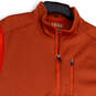 Mens Orange Fleece Sleeveless Pockets Mock Neck Full-Zip Vest Size L image number 3