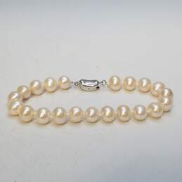 Sterling Silver FW Pearl Knotted 7.8mm 7in Bracelet 17.0g