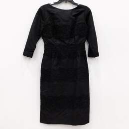 VTG 1950s Paul Parnes Women's Black Lace Crepe Cocktail Dress w/ Bows Back Detail