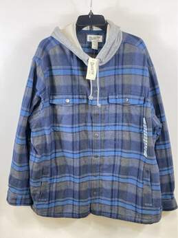 Duluth Men Blue Flannel Plaid Hoodie Sweater 2XL
