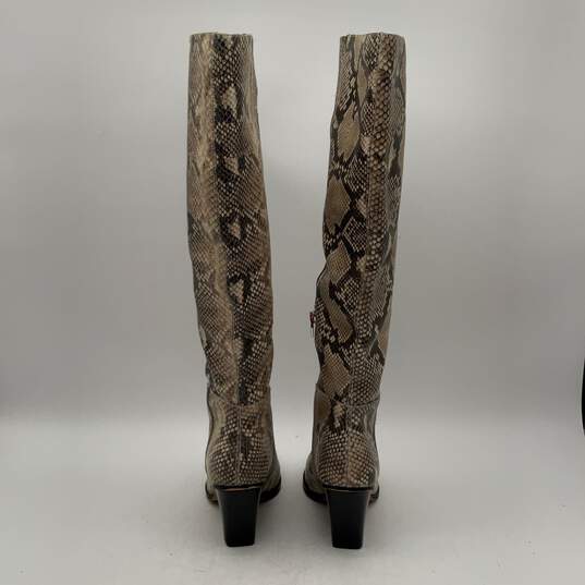 Dolce Vita Womens Beige Black Snakeskin Tall High Heel Knee High Boots Size 7.5 image number 4