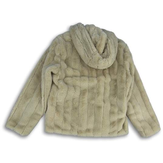 NWT Simply Vera Vera Wang Womens Beige Fleece Hooded Full-Zip Jacket Size Large image number 2