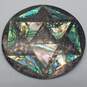 Taxco Mexico Sterling Silver Abalone Inlay 2 3/8in Unique Design Brooch Pendant 25.4g image number 1